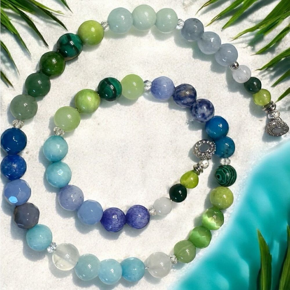 One of a Kind Wildberries & Grass Genuine Gemstone Handmade Jade Lapis Quartz